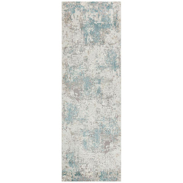 Rossa ROS03 Modern Abstract Hallway Runner Rug in Teal 80x240 cm (2'8''x7'10'')