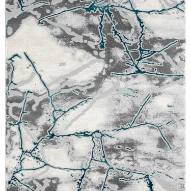 Bianco 185KB Modern Marbled Abstract Grey Cream Blue Rug & Hall Runner