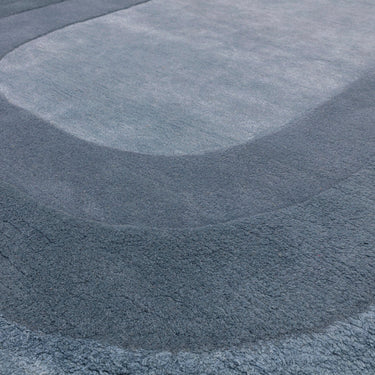 Asiatic London Halo Denim Oval Tufted Ombre Blue Hand-Carved Wool Viscose Bordered Rug