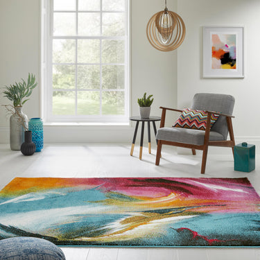 Consept Looms Art104 Multi Pictorial Pop Multicoloured Polypropylene Abstract Floral Rug