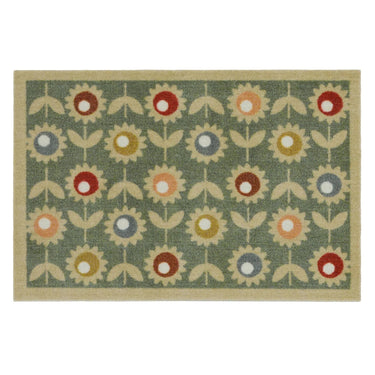My Pattern Multi Sage Washable Non-Slip Vintage Floral Doormat