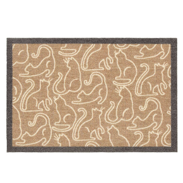 Howler and Scratch Pet Patterned Outlined Cats Washable Non-Slip Doormat 50x75 cm