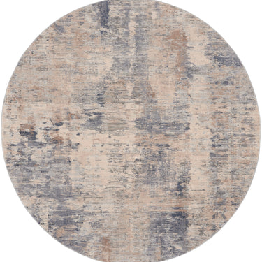 Rustic Textures RUS05 Modern Abstract Circle Round Rug in Beige Grey
