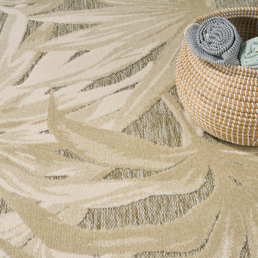Nourison Aloha ALH43 Ivory Sage Green Indoor Outdoor Polypropylene Floral Textured Rug