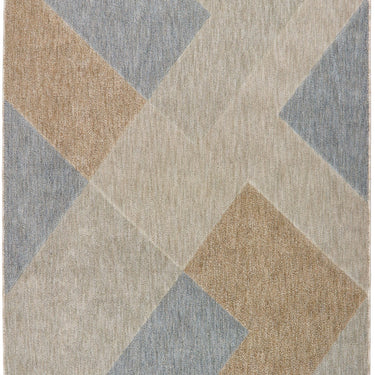 Origins Notion Modern Abstract Geometric Carved Rug in Cream/Blue