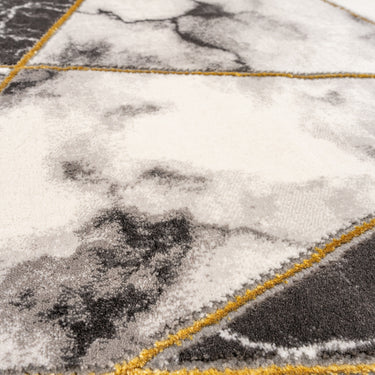 Bianco 185MA Modern Marbled Abstract Black Cream Rug & Hall Runner