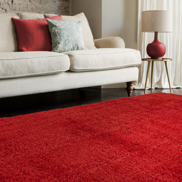 Payton Shaggy Rug Soft Fluffy Living Room Bedroom Silky Shimmer Red Rug