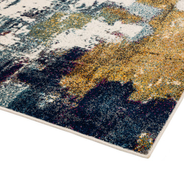 Nova Modern Abstract Pictorial Painterly Rug in Mustard and Navy Fuchia