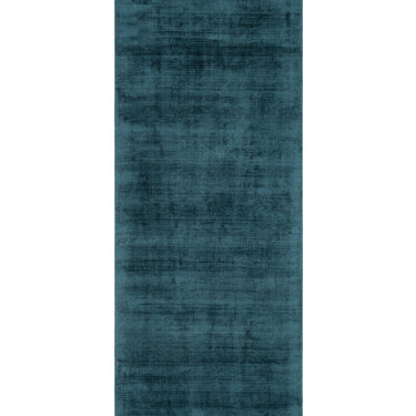 Blade Plain Silky Hand Woven Viscose Soft Shiny Rug Runner in Teal Blue