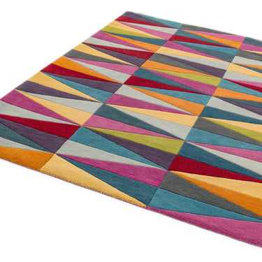 Funk Triangles Hand Tufted Wool Bright Multi Coloured Rug Hall Runner