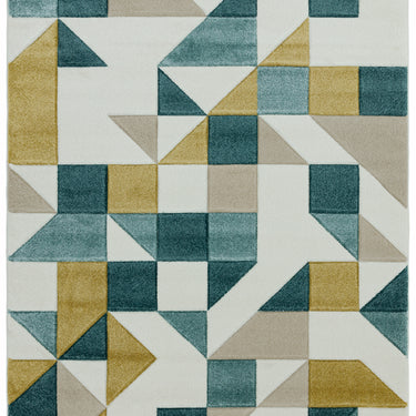 Sketch SK03 Geometric Shapes Hand Carved Rug in Green