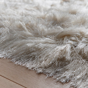 Origins Glamour Deluxe Tufted High Pile Silky Ivory Cotton Shaggy Textured Rug