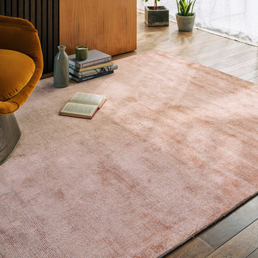 Aston Plain Quality 100% Viscose Silky Soft Rug in Copper, Navy, Green, Ochre, Sand and Silver