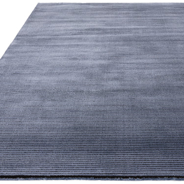 Asiatic London Kuza Stripe Soft Silky Velvety Navy Blue Polypropylene Abstract Textured Distressed Rug