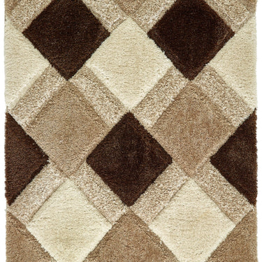 Origins 3D Geo Silky Diamond Beige Hand-Carved Shaggy Geometric Rug