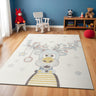 Ankara AKR2358 Kids Playful Sweet Deer Nursery Bedroom & Playroom Cream Multi Rug for Child Room - Small 80x150 cm (2'6"x5')