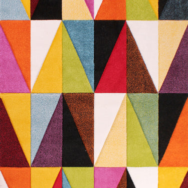 Spectra Carved Tampa Geometric Rainbow Bright Multi Coloured Soft Rug Hallway Runner
