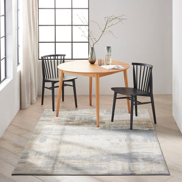 Calvin Enchanting ECH02 Ivory Seaglass Blue Polypropylene Abstract Modern Rug