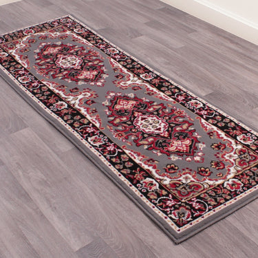 Lancashire Traditional Oriental Classic Rug, Hallway Runner or Circle Carpet in Grey