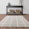 Asiatic London Albany Grid Checkered Lines Silver Grey Wool Traditional Geometric Checked Rug - Small 80x150 cm (2'6"x5')