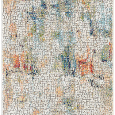 Nourison Ankara Global Modern Abstract Silky Hallway Runner Rug in Ivory Multi