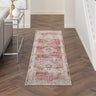 Kashan VKA07 Medallion Bordered Classic Red Ivory Polypropylene Persian Traditional Vintage Rug - Runner 61x183 cm (2'x6')