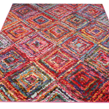 Carnaval CAR105 Vibrant Multi Colours Modern Geometric Rug by Concept Looms