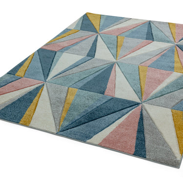 Sketch SK04 Diamond Geometric Hand Carved Rug in Pastel Multicolours