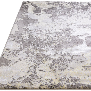 Modern Marbled Rug Gild Abstract Silky Rug in Silver Gold