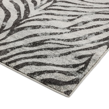 Nova NV27 Zebra Skin Stripes Pattern Modern Rug in Black Grey