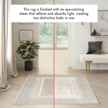 Glitz GLZ07 Classic Framed Border Silky Shimmer Abstract Geometric Textured Bordered Hallway Runner Rug