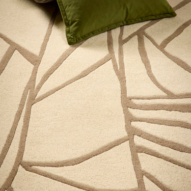 Origins Kintsugi Tufted Japanese-Inspired Art Design Cream Brown Wool Abstract Textured Rug