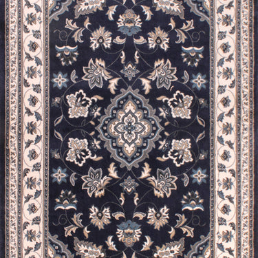 Traditional Sherborne Classic Bordered Rug Hallway Runner in Navy Blue