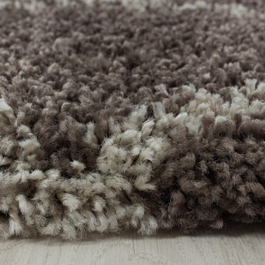 Modern Alvor Geometric Soft Plush Shaggy Circle Round Rug in Beige, Cream, Grey, Taupe