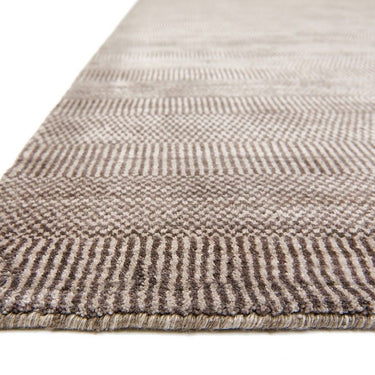 Darcy Mocha Striped Luxury By Hand-Woven Wool Viscose Geometric Rug