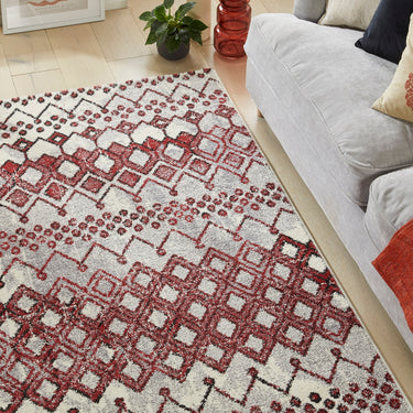 Consept Looms Somerset SOM104 Tribal Pattern White Terracotta Polypropylene Traditional Geometric Rug
