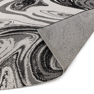 Patio PAT19, PAT20 Marble Indoor Outdoor Rug in Black Grey