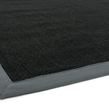 Asiatic London Sisal Black Grey Border Non-Slip Jute Cotton Textured Rug