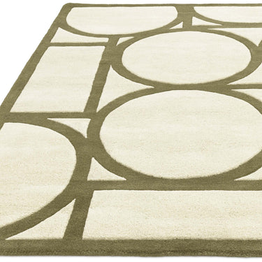 Asiatic London Metro Retro Tufted Khaki Green Wool Geometric Modern Rug