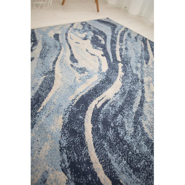 Balletto 21EA Rug Modern Abstract Living Room Bedroom Soft Rugs in Black Grey Ochre and Blue Colours