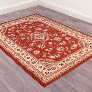 Traditional Sherborne Classic Bordered Rug Hallway Runner in Terracotta