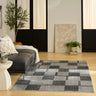 Nourison Nordic NRC09 Scandinavian Design Grey Black Geometric Textured Checked Rug - Medium 122x183 cm (4'x6')