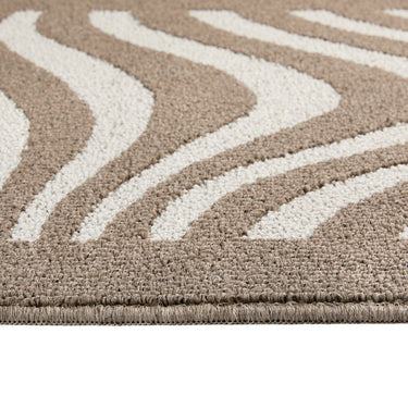My Sculptured Patterened Waves Ivory Mink Washable Non-Slip Polypropylene Rug