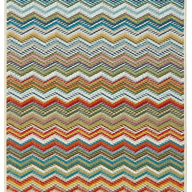 My Mat Candy Washable Home Entrance, Kitchen, Hallway, Entryway Non-Slip Rug in Zig Zag Rainbow Multi Colours in 67 x 200 cm