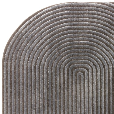 Kuza Shape Rug Soft Silky Curved Edges Abstract Modern Plain Striped Rug in Black / Charcoal Large 160x230 cm