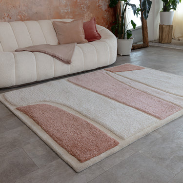 Asiatic London Horizon Clay Tufted Cotton Abstract Geometric Textured Rug