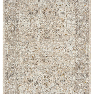 URCO 553A2 Classic Cream Beige Traditional Vintage Textured Bordered Hallway Runner Rug