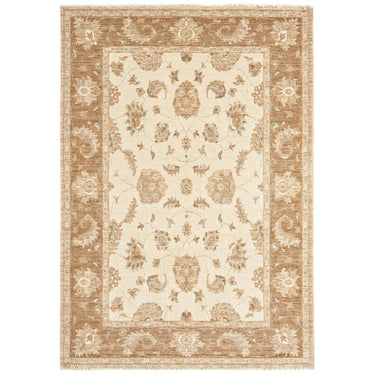 Chobi Traditional Bordered Persian Wool Rug in Beige Brown