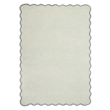 Origins Scalloped Border Elsie Wool Hand Tufted Rug in Sage Green / Seagrass