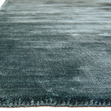 Katherine Carnaby Chrome Hand Made Rug Modern Plain Viscose Silky Shiny Luxurious Petrol Blue Rug